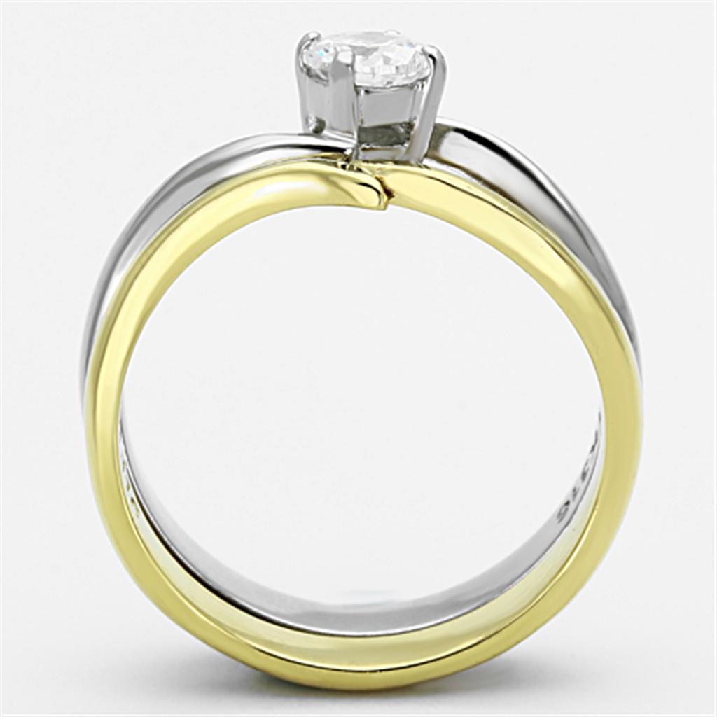 Ring, Two-Tone IP Gold (Ion Plating) Stainless Steel Ring with AAA