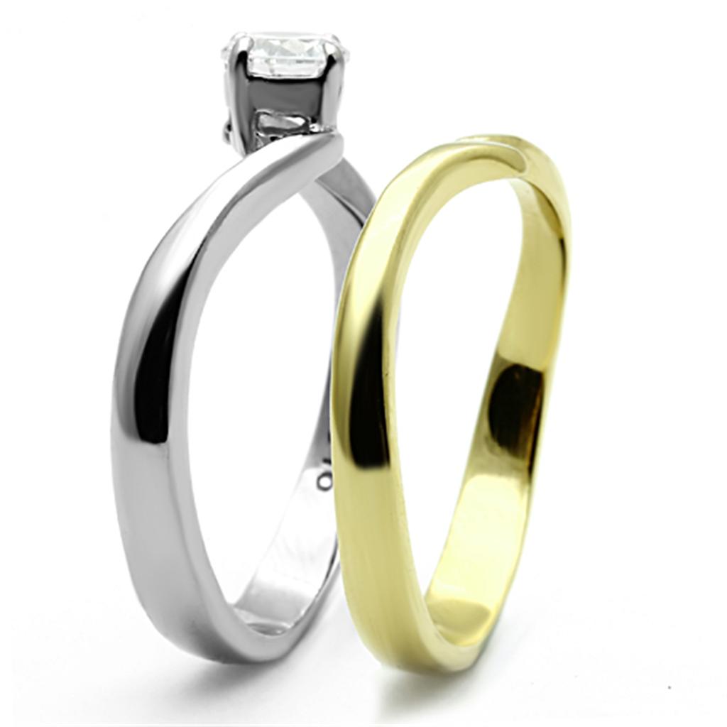 Ring, Two-Tone IP Gold (Ion Plating) Stainless Steel Ring with AAA