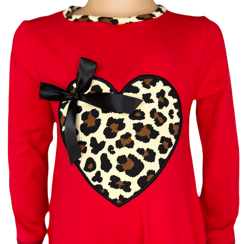 Kid's, Girl's Outfit, AnnLoren Baby Girls Leopard Valentines Holiday Heart Romper Outfit One
