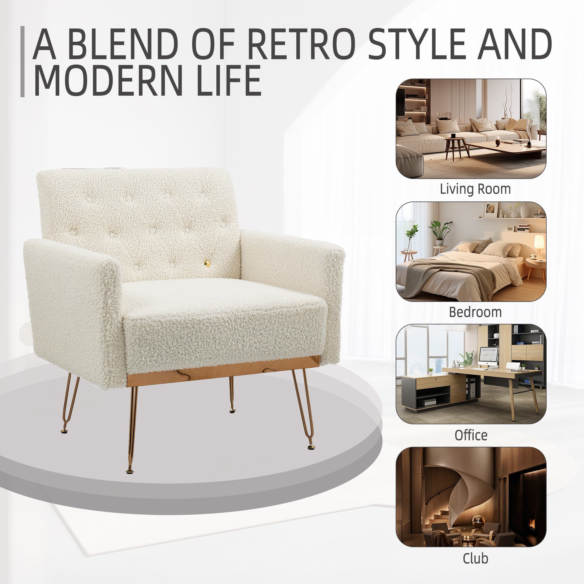 Chair, Armchair Single Sofa Modern Tufted Upholstered Side Reading Chairs