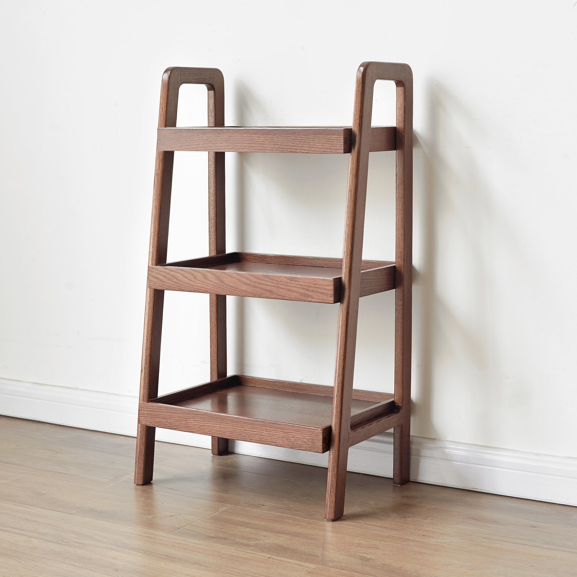 Shoe Rack, Walnut Color Oak Storage Bench, 3-Tier Beech Wood Shoe Rack for