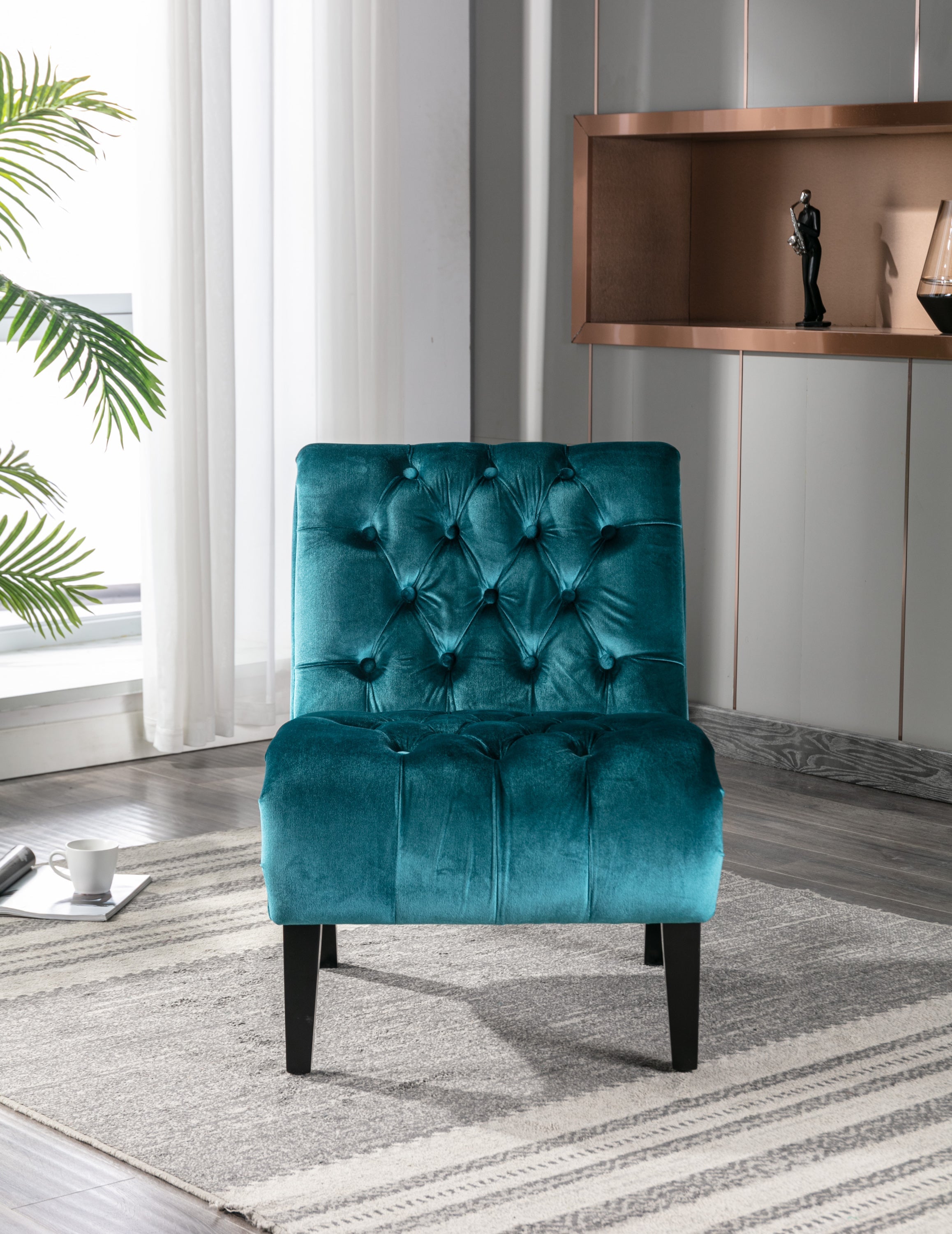 Chair, Modern Velvet Armless Accent Living Room Chair / Leisure