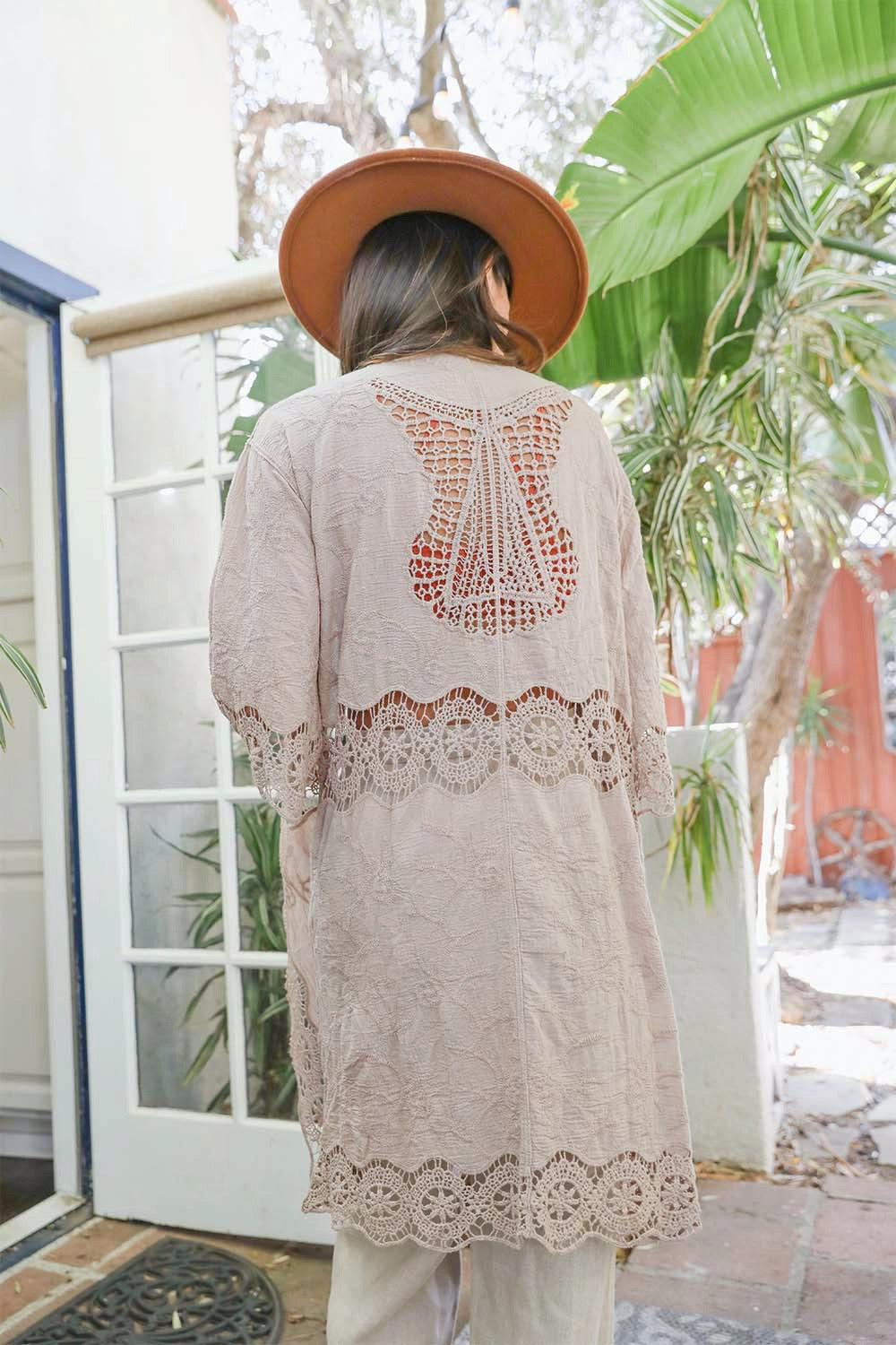 Woman's Crochet Open Patch Kimono
