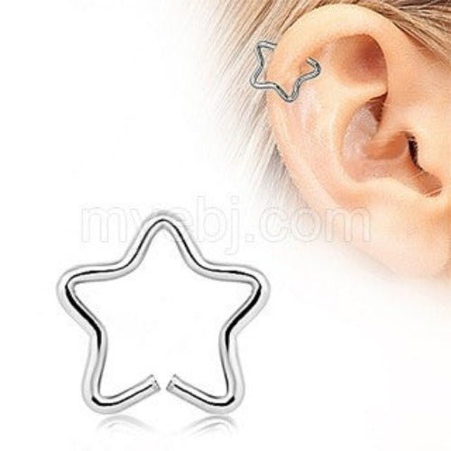 Earring, Stainless Steel Star Shaped Cartilage Earring