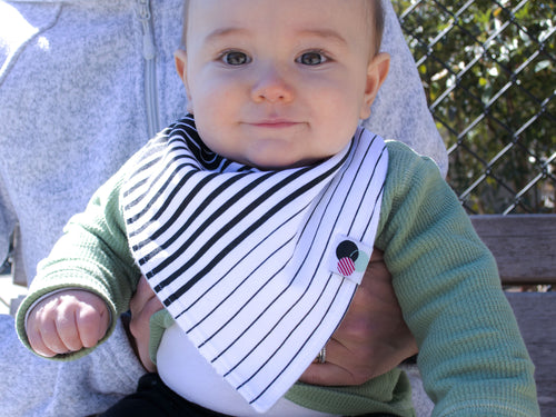 Baby, BLACK + WHITE STRIPED | Premium Plus Baby Bandana Bib (organic cotton)