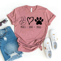 Women's Tshirt, Peace Love Dogs