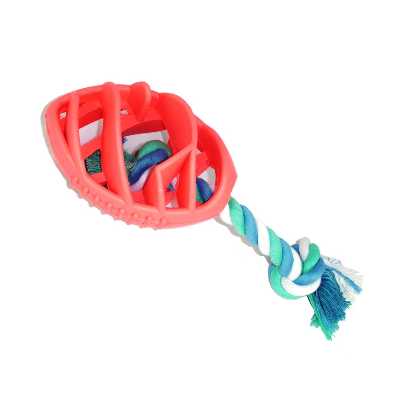 Dog Chew Toy- Rubber Football - with Tug Rope -- Great for Active Dogs --