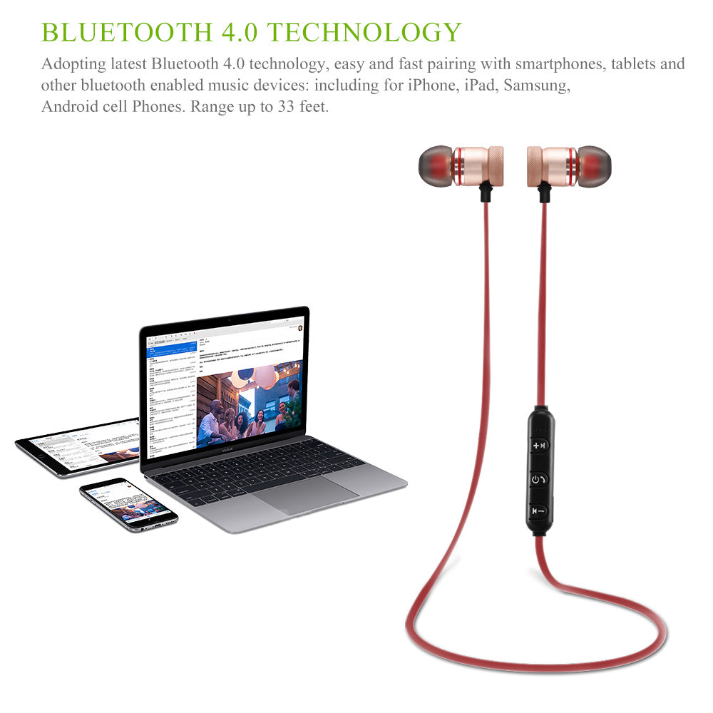 Headphones, Wireless Bluetooth 4.0 Headset Sports Earphones