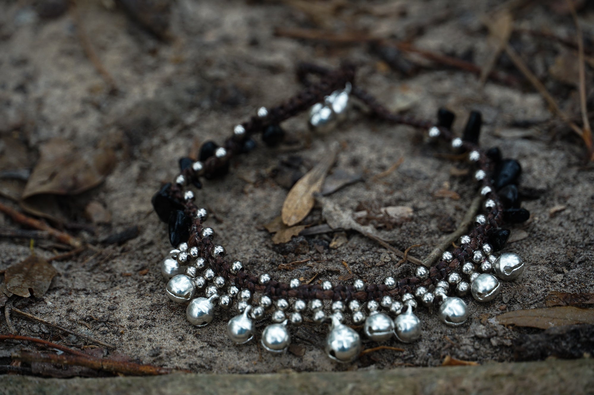 Anklet, White Silver Bell Boho