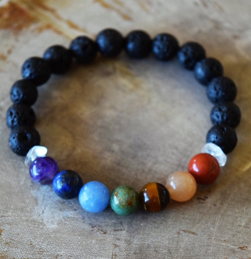 Bracelet, Aromatherapy Chakra Diffuser Bracelet with Genuine Gemstones!