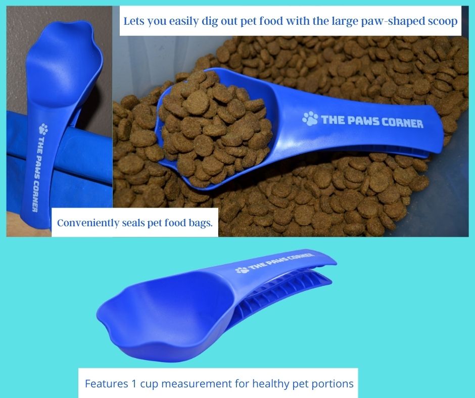 Scoop, 2in1 Paw-shaped Durable and Sturdy Pet Food Scoop/Clip (1 cup)