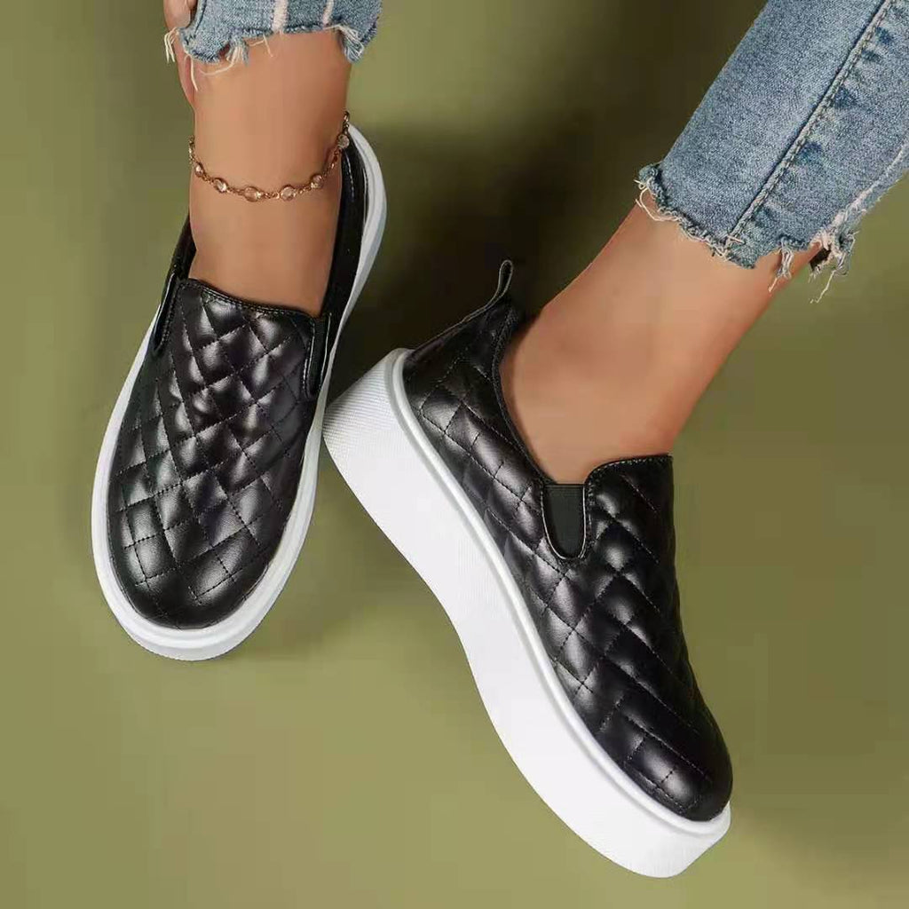 Women's Shoes, Slip-on Casual Platform Shoes Lightweight  Flats Loafers Black/White