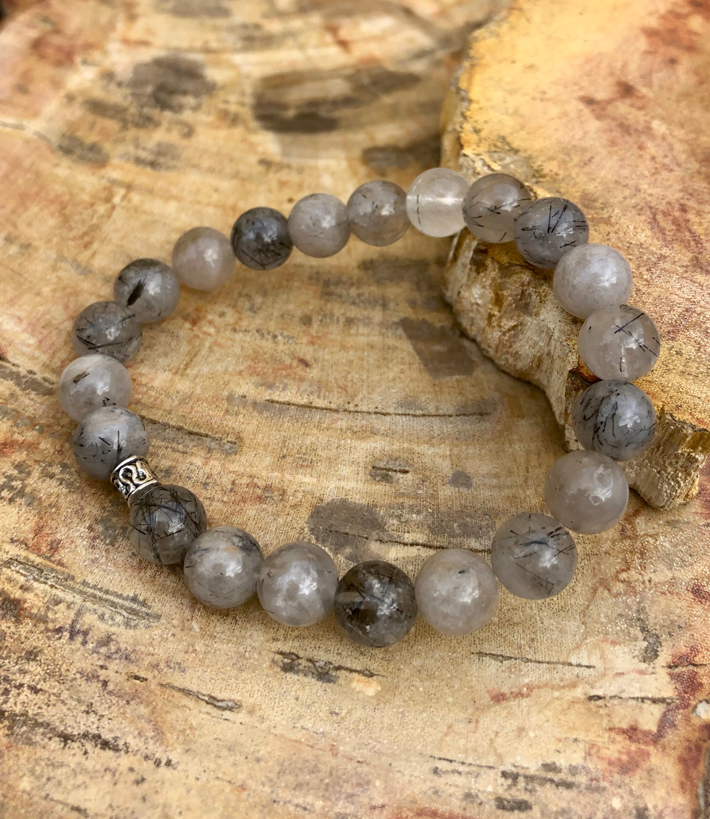 Bracelet, Black Tourmaline Quartz Stretch, Natural Crystals & Handmade!