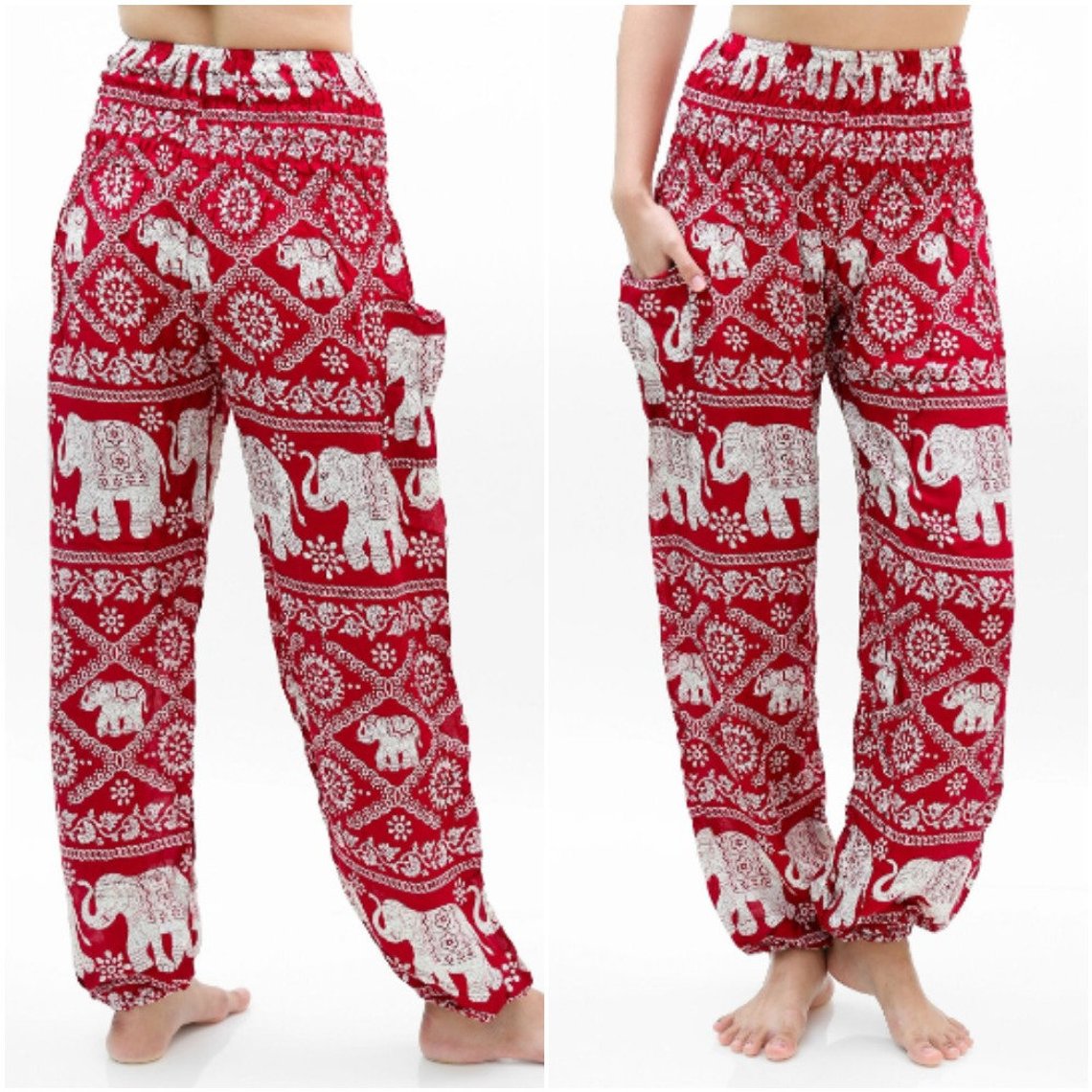 Women's Pants,Burgundy ELEPHANT Boho Pants Hippie Pants Yoga