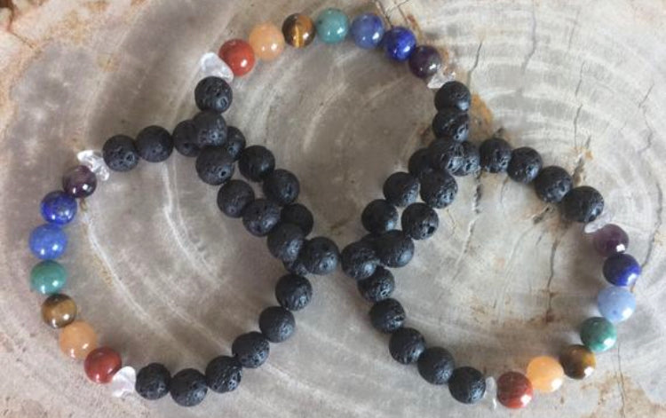 Bracelet, Aromatherapy Chakra Diffuser Bracelet with Genuine Gemstones!