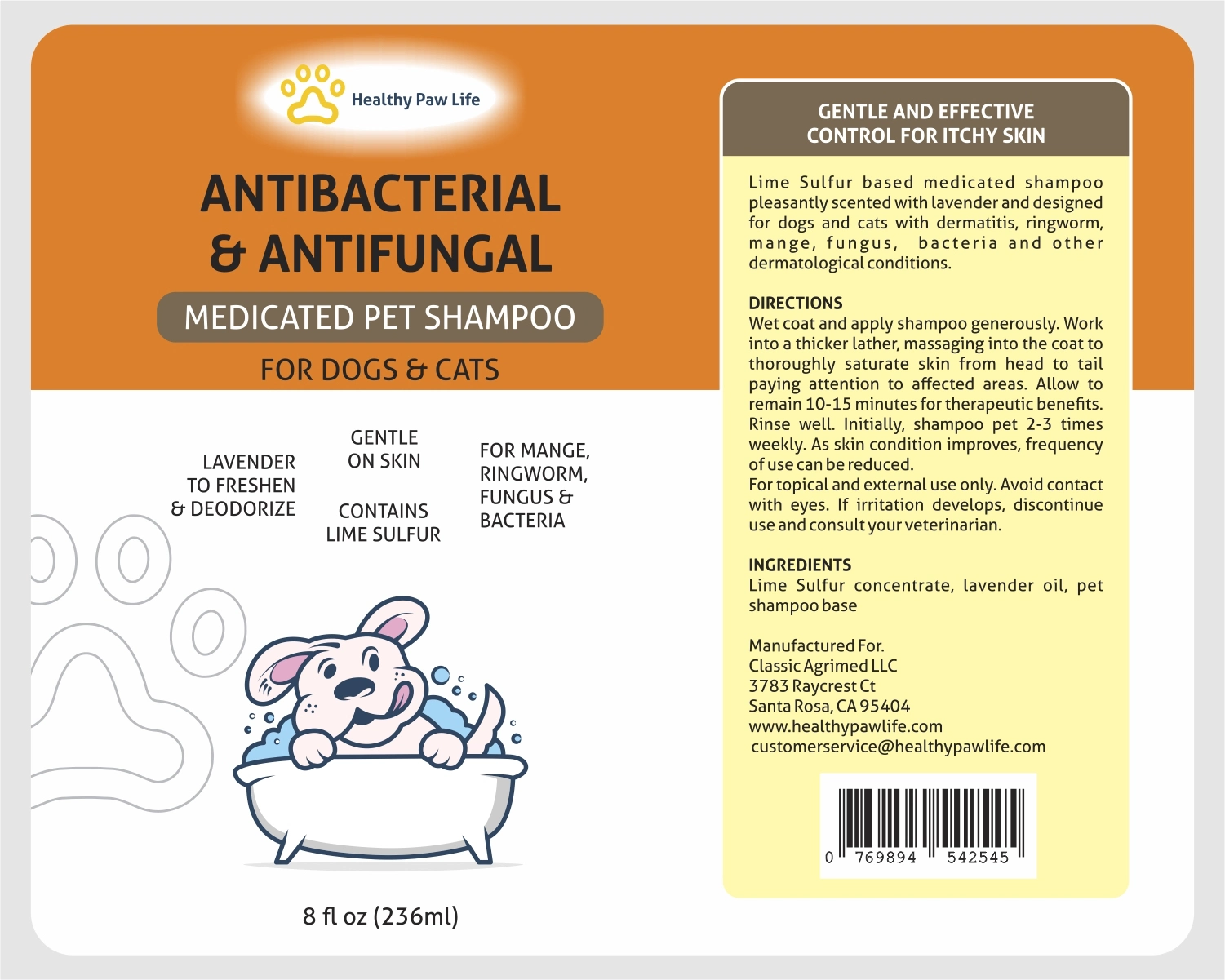 Pet Shampoo, Lime Sulfur Pet Shampoo Pet Care and Veterinary Solution Safe for Pet