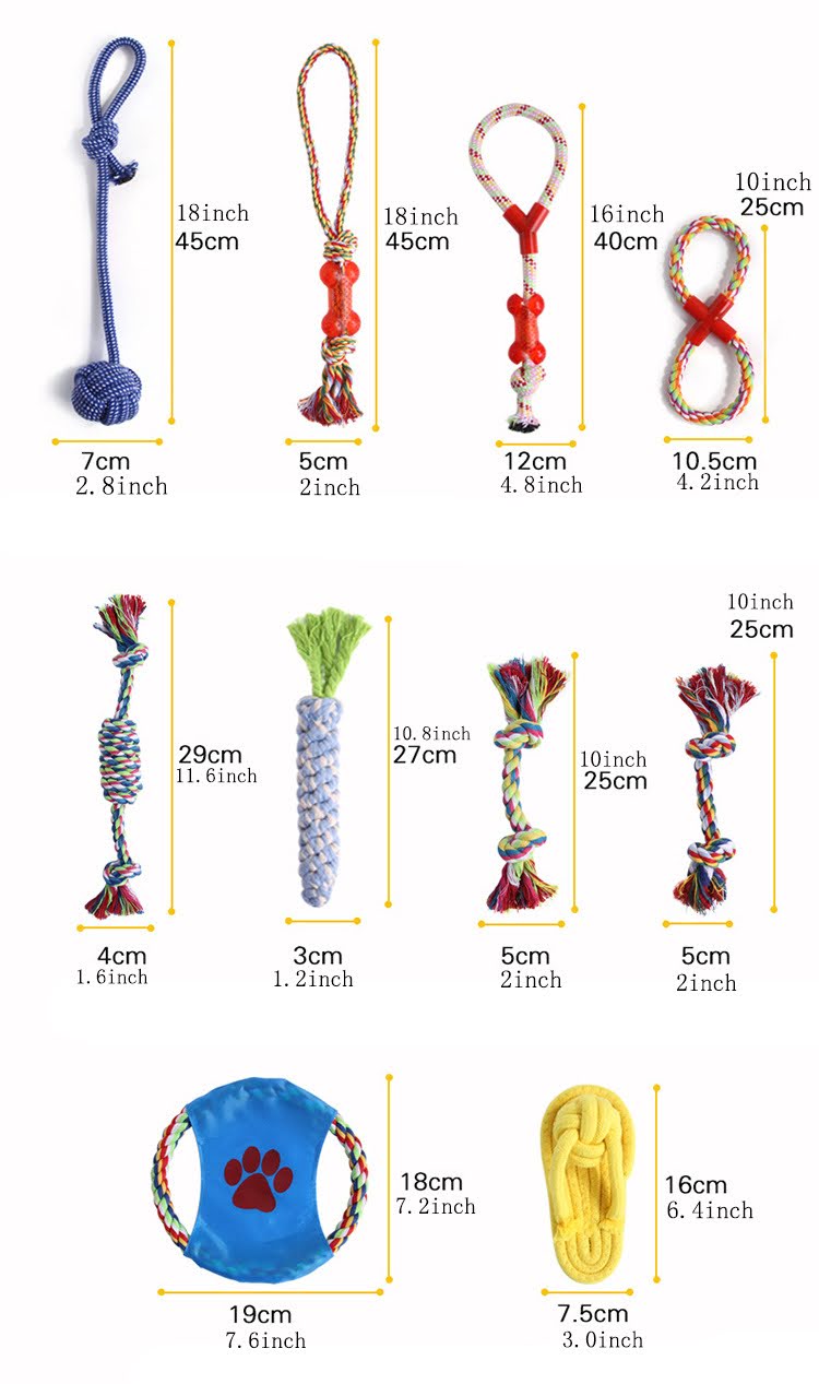 Dog, FAST SHIPING,  10 pcs Assorted Braided Cotton Rope dog Chew toys