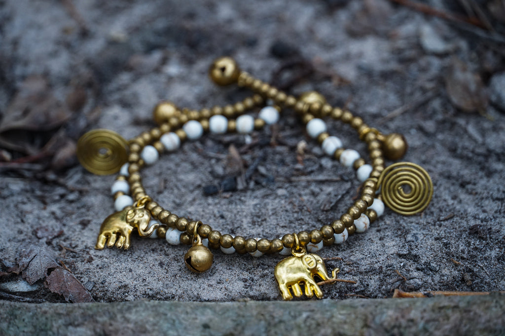 Bracelets, Boho Brass Elephant Bracelets