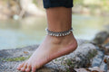 Anklet, White Silver Bell Boho