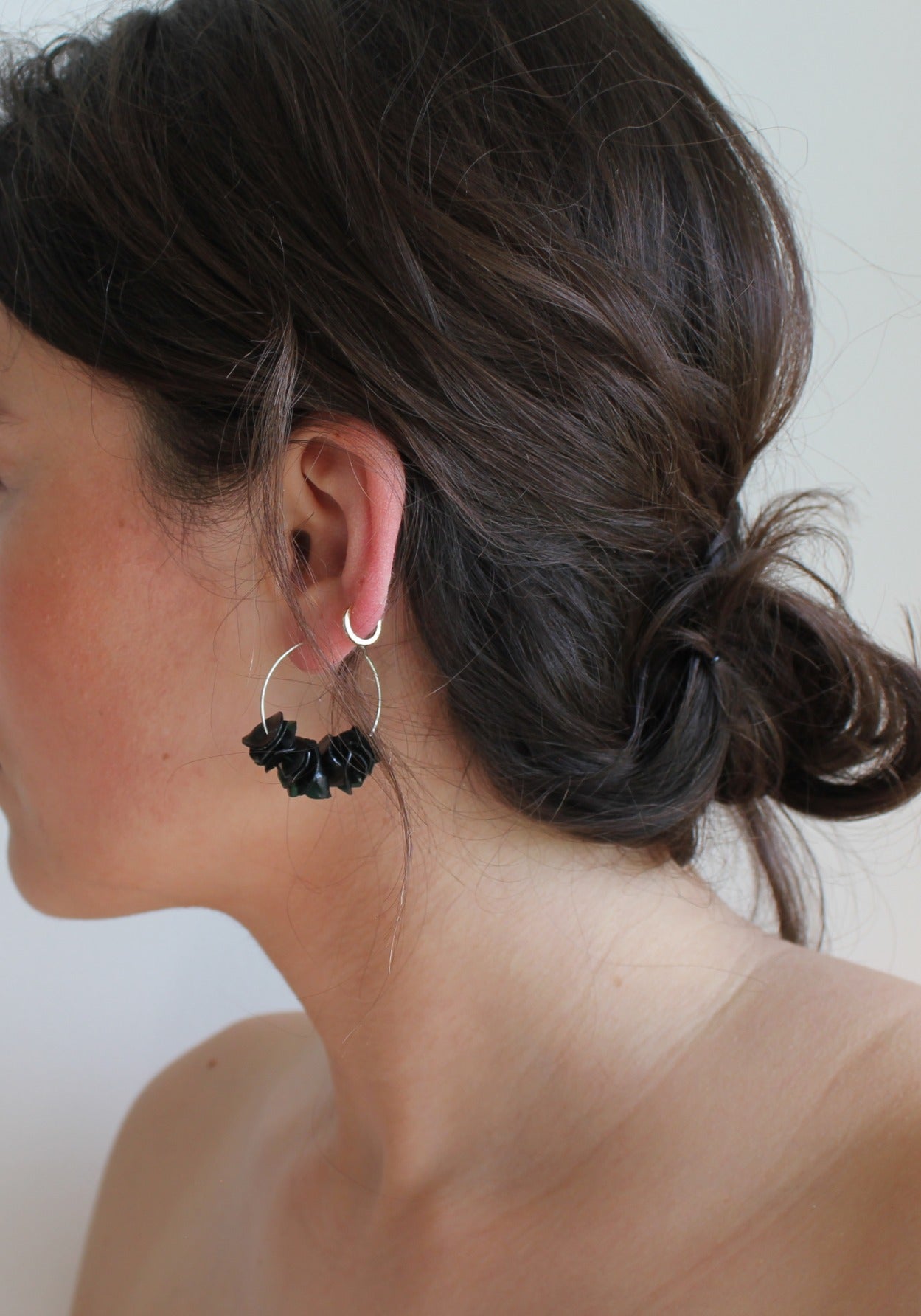 Earrings, Alice Dark Green Hoops