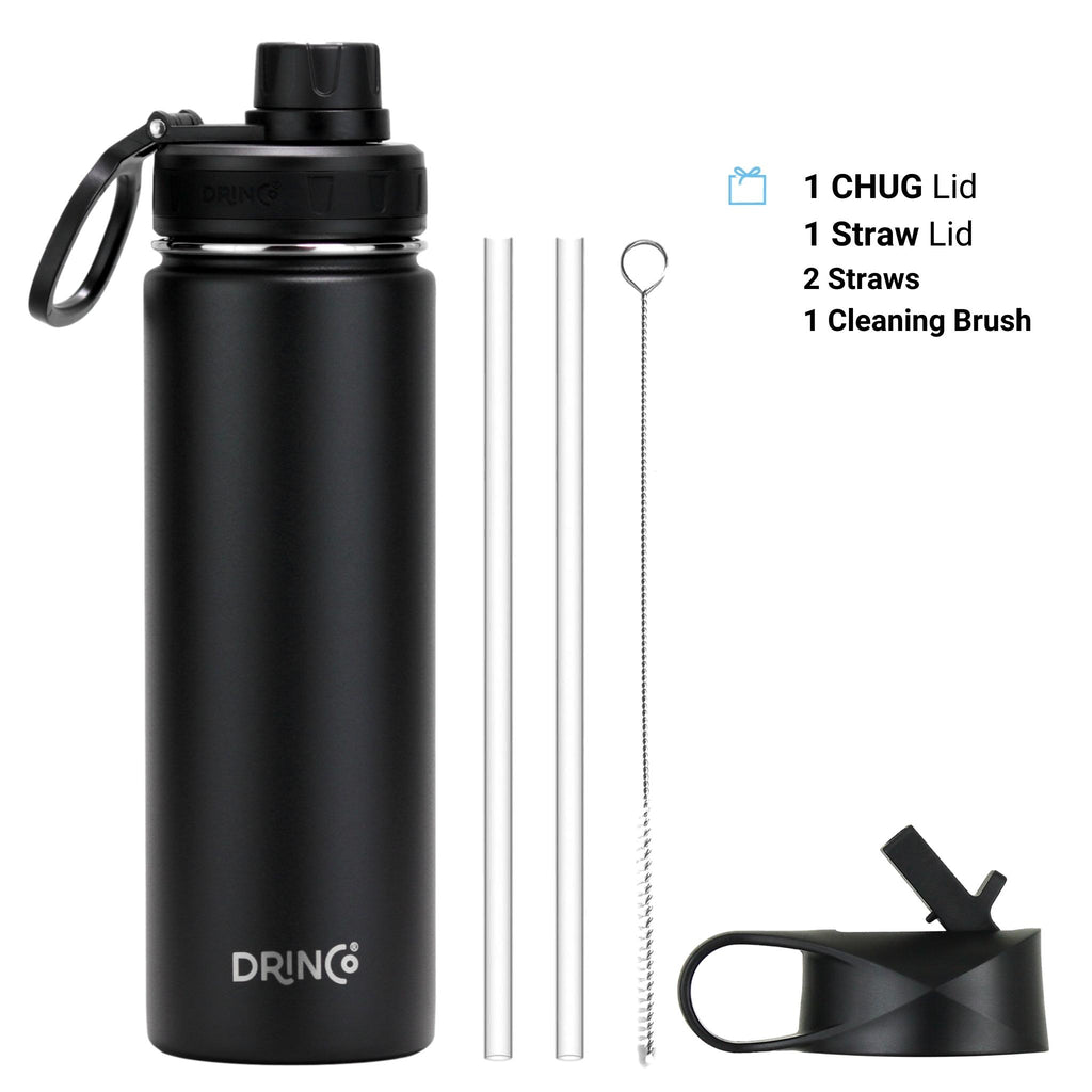 Water Bottle, DRINCO® 22oz Stainless Steel Sport, Black