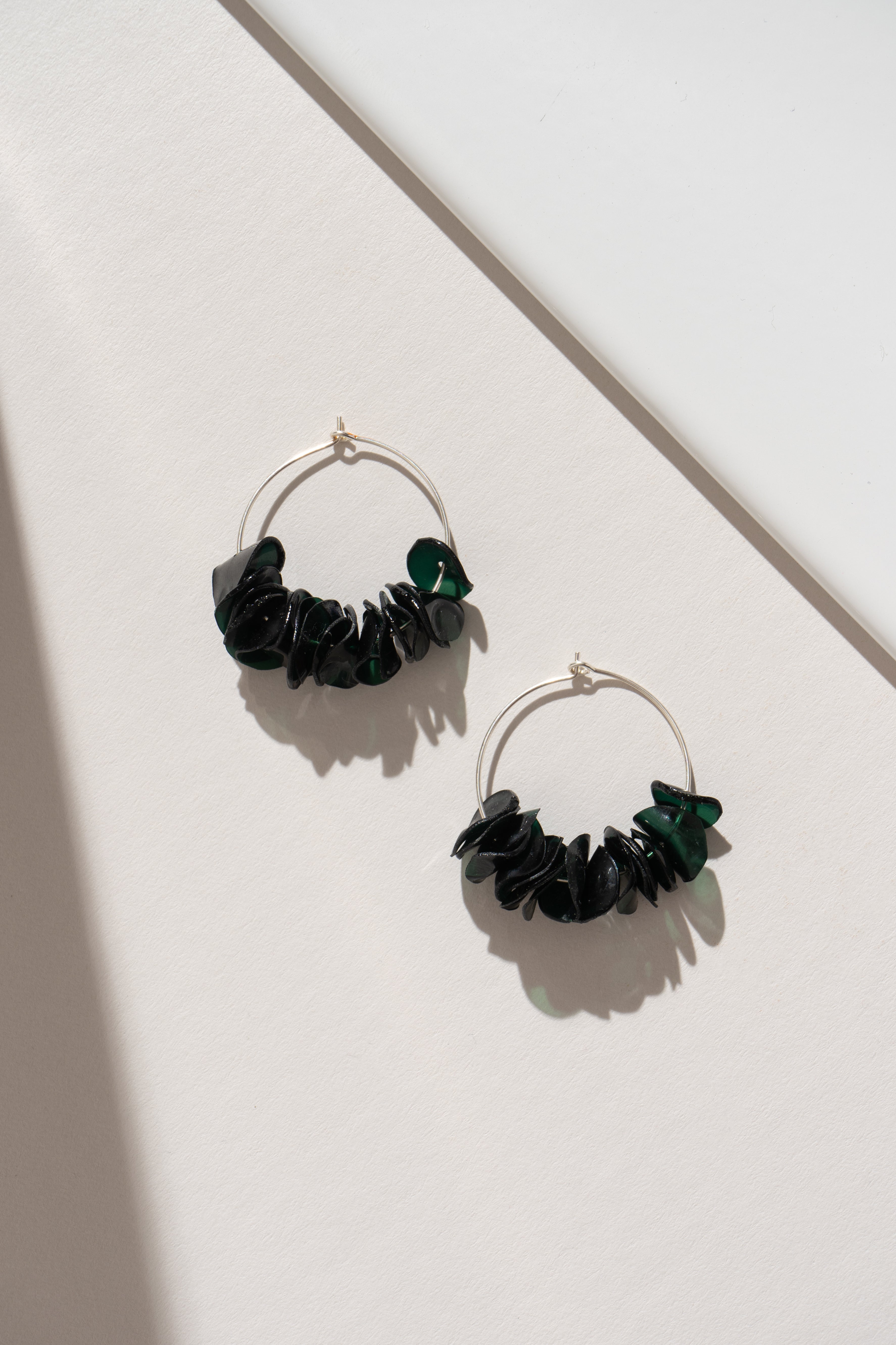 Earrings, Alice Dark Green Hoops