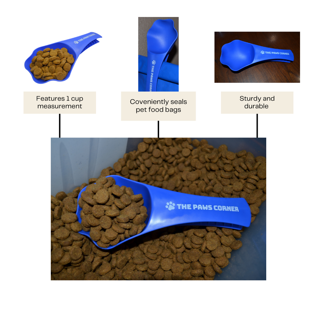 Scoop, 2in1 Paw-shaped Durable and Sturdy Pet Food Scoop/Clip (1 cup)