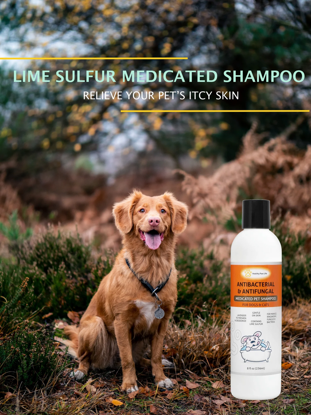 Pet Shampoo, Lime Sulfur Pet Shampoo Pet Care and Veterinary Solution Safe for Pet