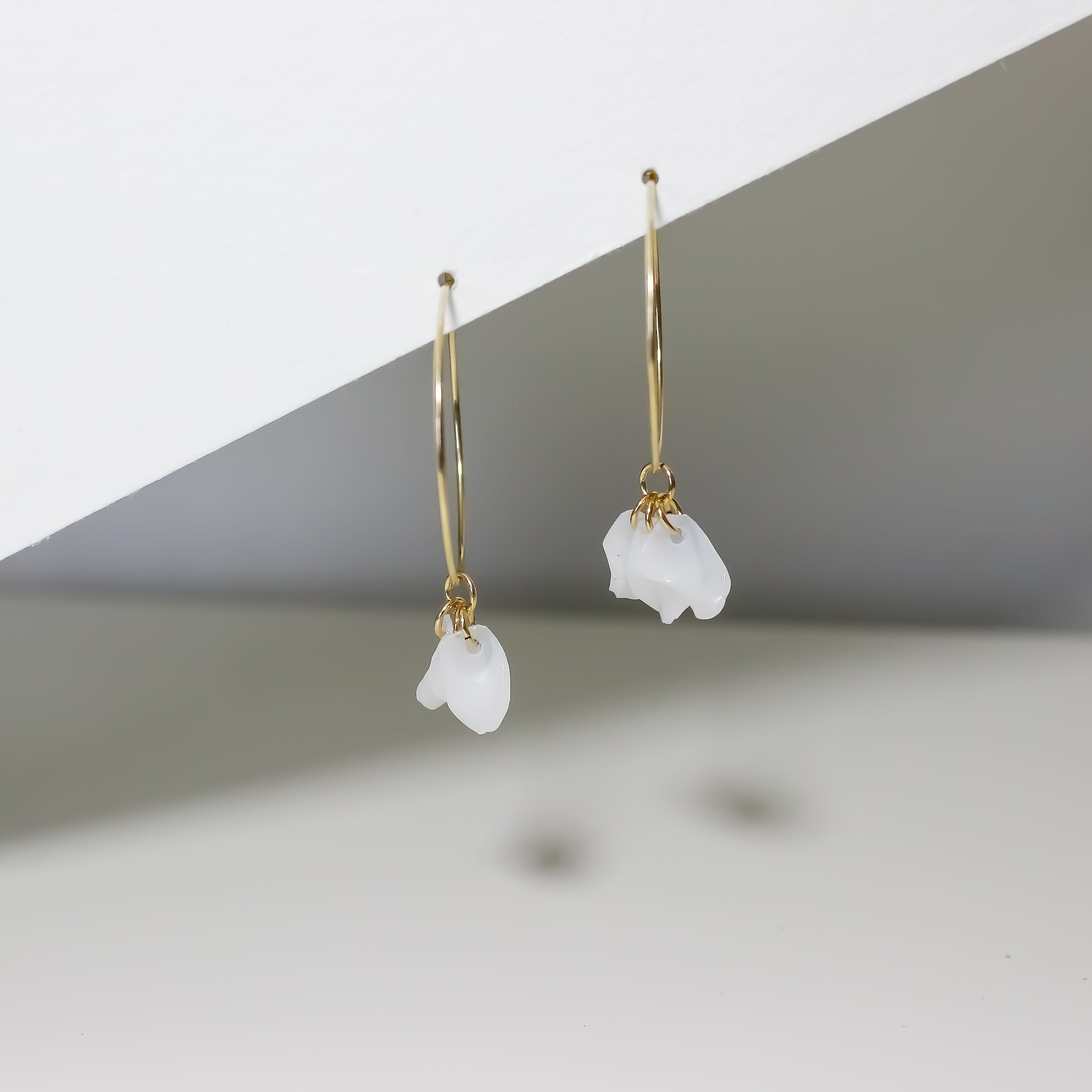 Earrings, Emma White Hoops