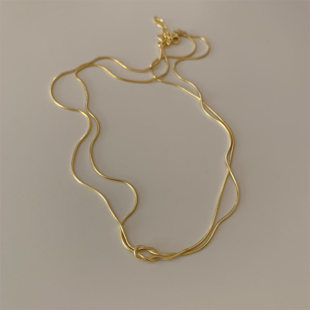 Necklace, Stainless Steel Valentine's Day Knot Snake Chain Necklace Hand Knotted