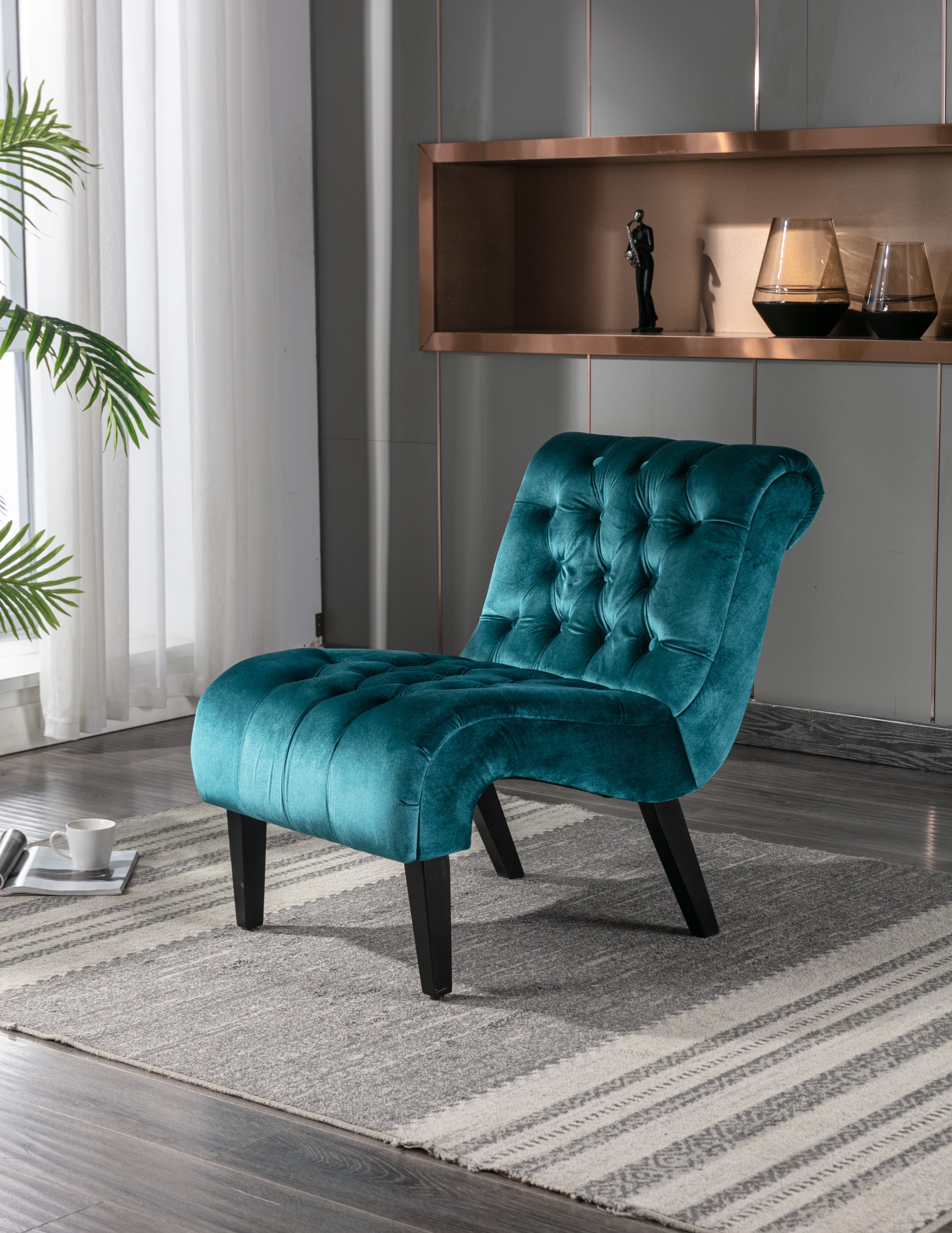 Chair, Modern Velvet Armless Accent Living Room Chair / Leisure