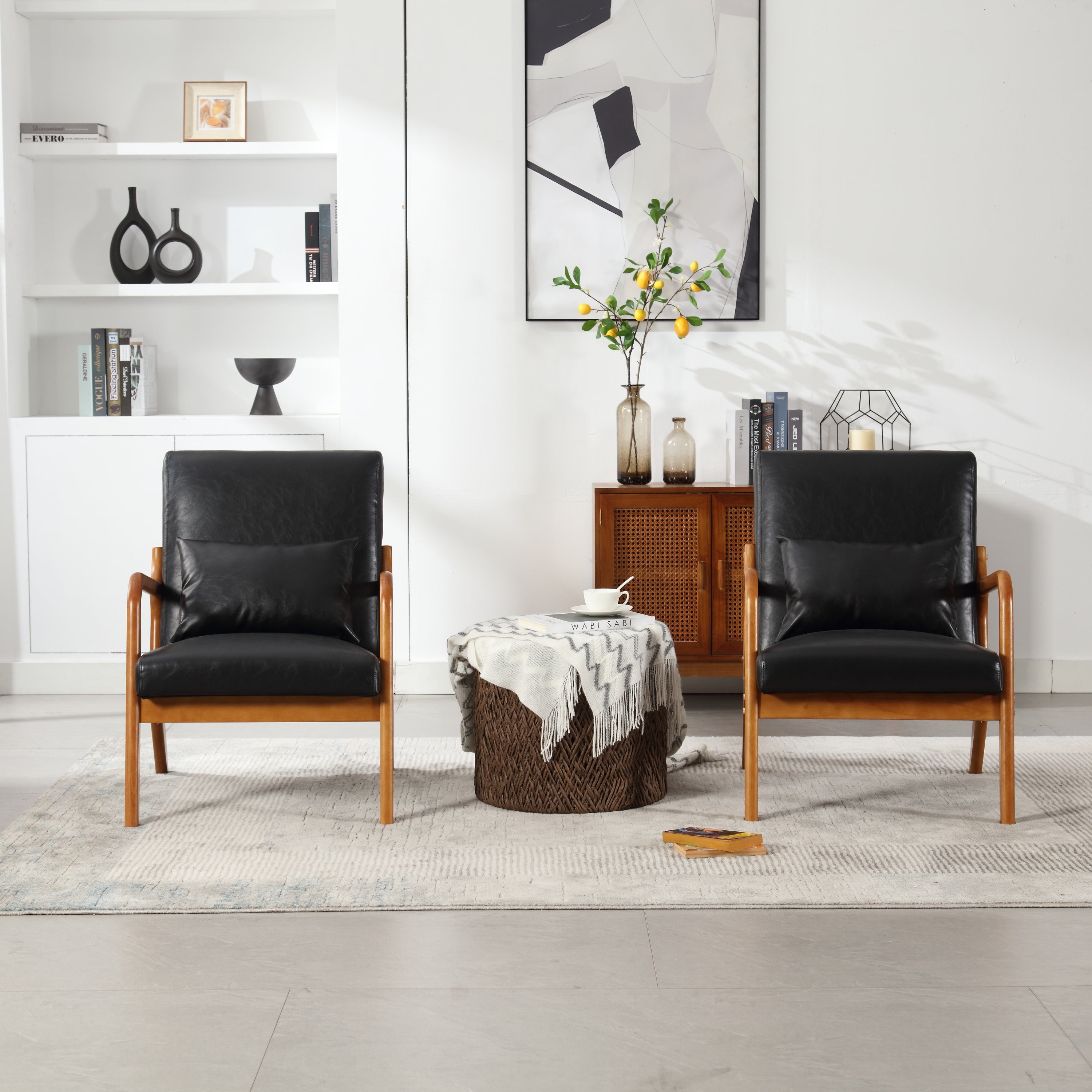 Chair, Modern Accent Chair, Solid Wood Padding Lounge Armchairs With One