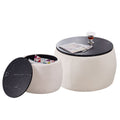Ottoman, Set of 2 Nesting Round Storage Ottoman, Coffee Table Footstool with