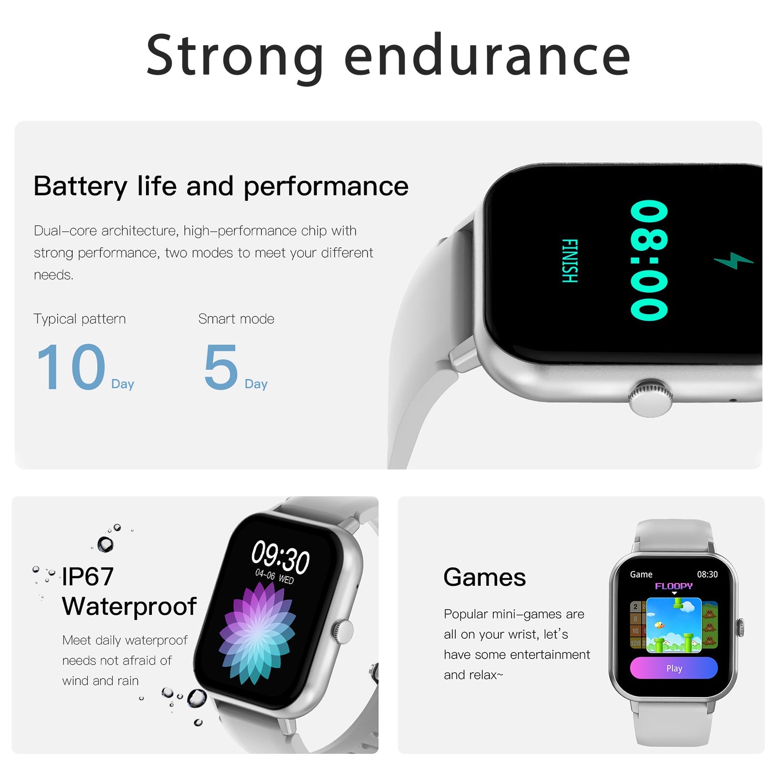 Watch, Smart Watch 1.83" IP67 Waterproof Fitness Tracker with Heart