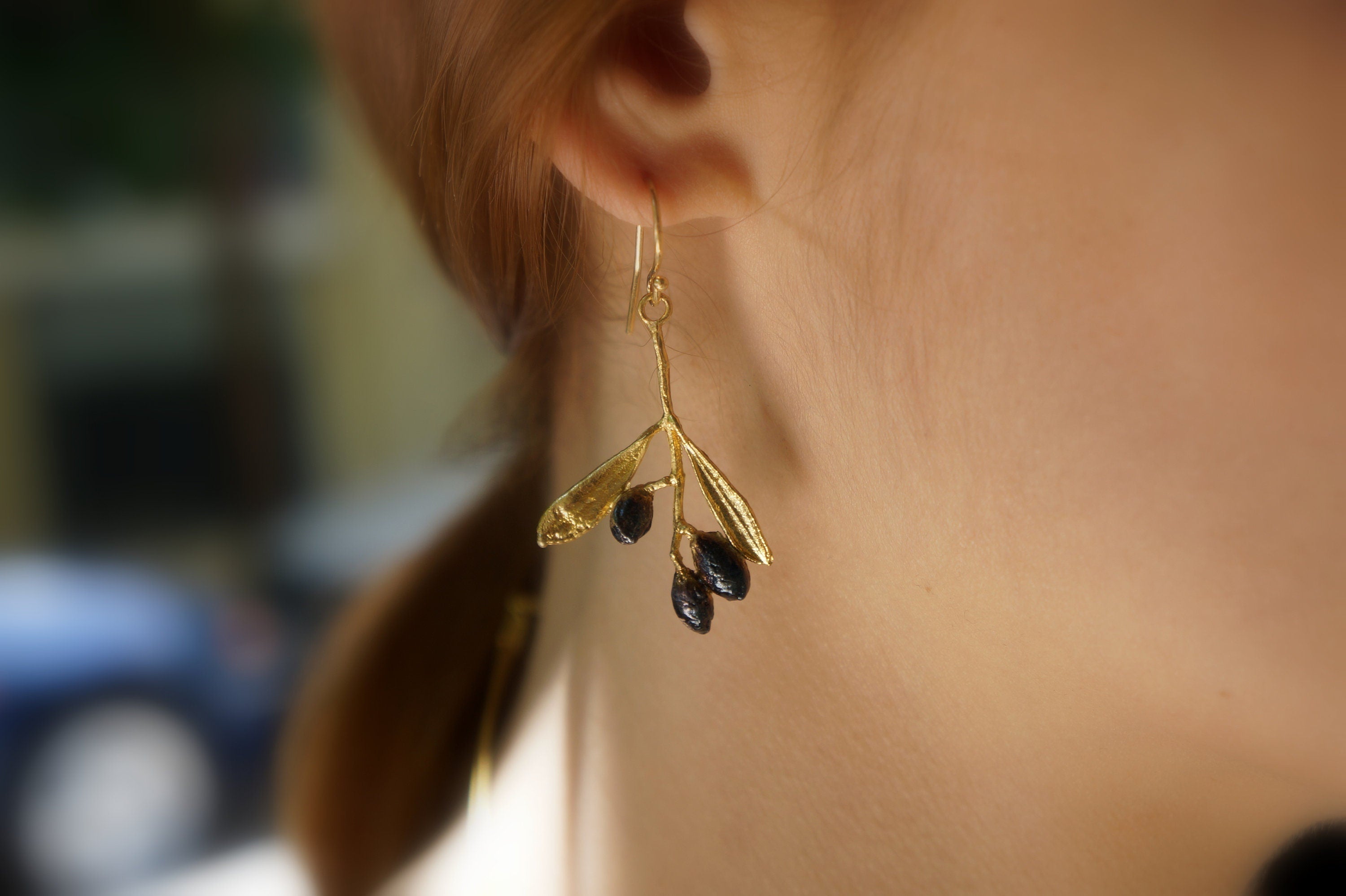 Earrings, Sterling Silver Olive Earrings – Handmade Silver Jewelry With Olive