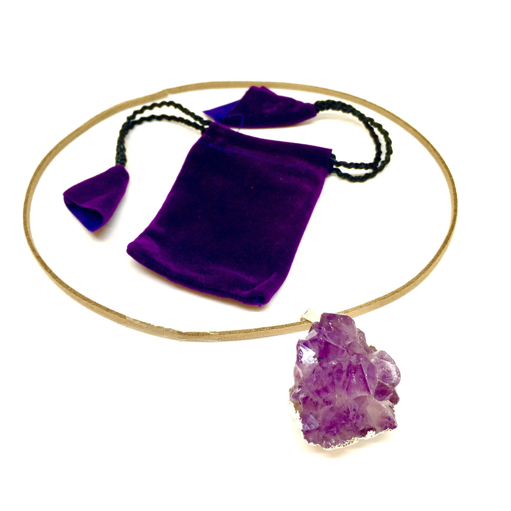 Necklace, Purple Amethyst Cluster Pendant