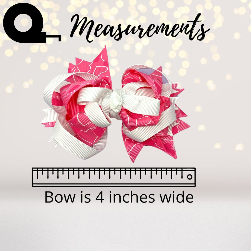 Kid's Hair Bow, Pink Hearts Valentine's