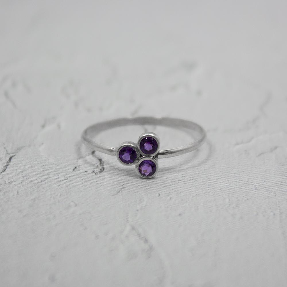 Ring, Amethyst Cluster Sterling Silver Ring